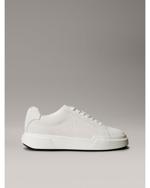 Calvin Klein White Suede Durable Traction Nyc Trainers