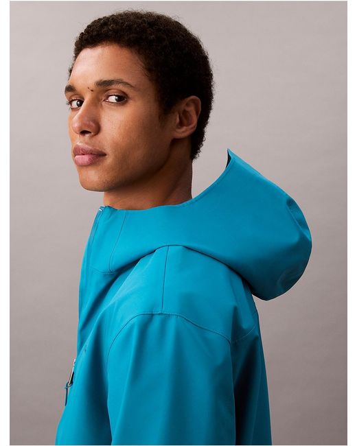Calvin Klein Blue Tech Shell Hooded Jacket for men