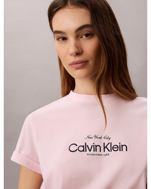 Calvin Klein Pink Classic Nyc Logo T-Shirt