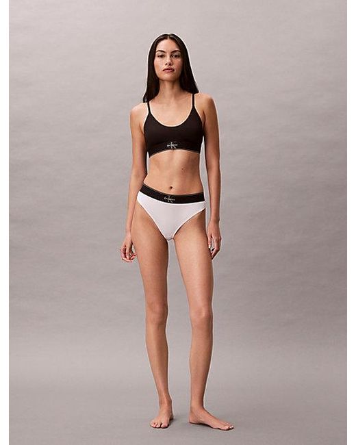 Calvin Klein Black Unlined Bralette Graphic Monogram Microfibre Stretch