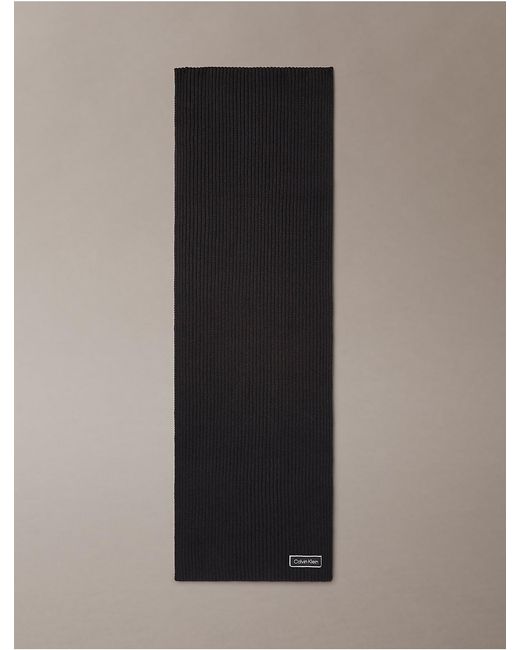 Calvin Klein Black Logo Patch Rib Scarf