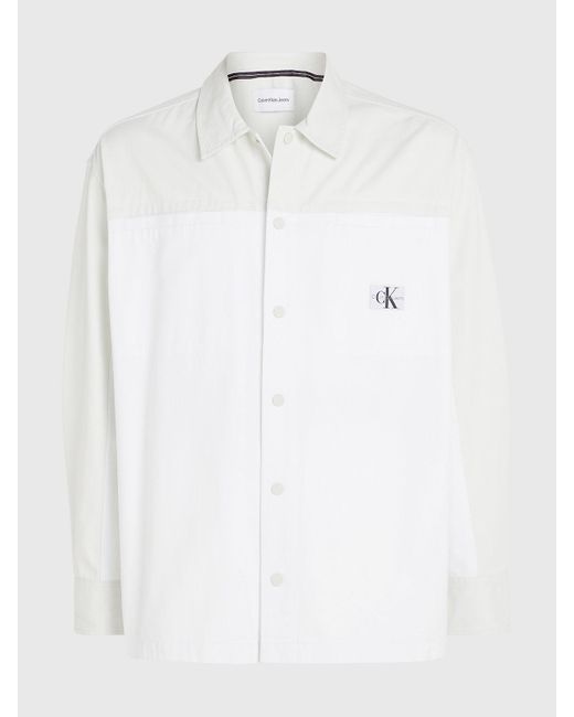 Calvin Klein White Oversized Cotton Twill Shirt Jacket for men