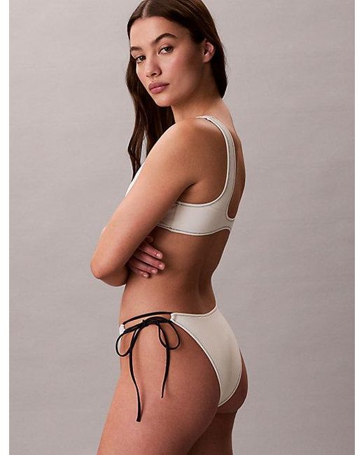 Calvin Klein White Tie Side Bikini Bottoms Ck Monogram