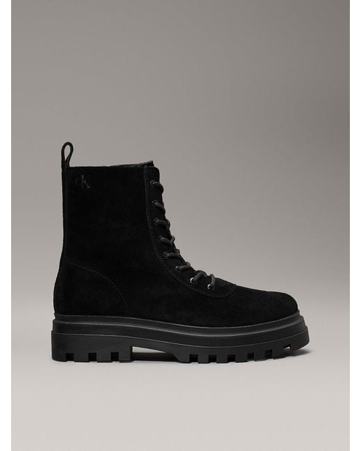 Calvin klein black suede boots hot sale