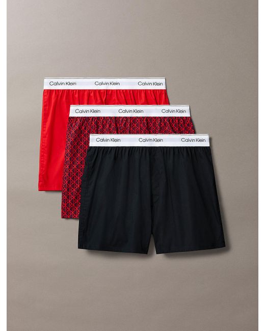 Calvin Klein Red 3 Pack Slim Boxers for men