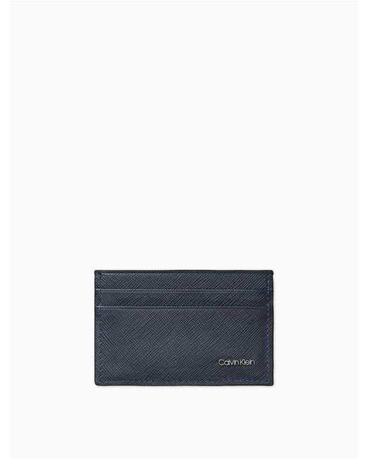 Calvin Klein Matte Saffiano Leather Card Case in Blue for Men - Lyst
