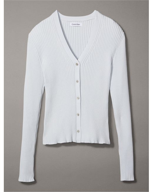 Calvin Klein Gray Smooth Cotton Rib Sweater Cardigan