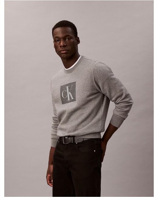 Calvin Klein Multicolor Calvin Klein Fleece Layered Monogram Graphic Sweatshirt for men