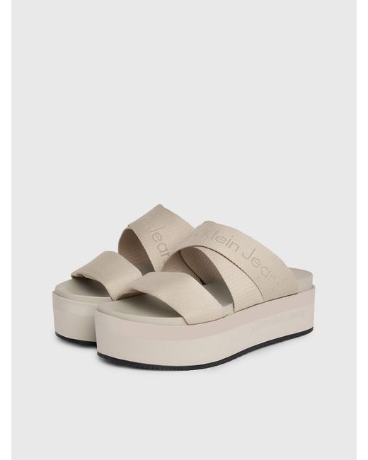 Calvin Klein White Platform Sandals