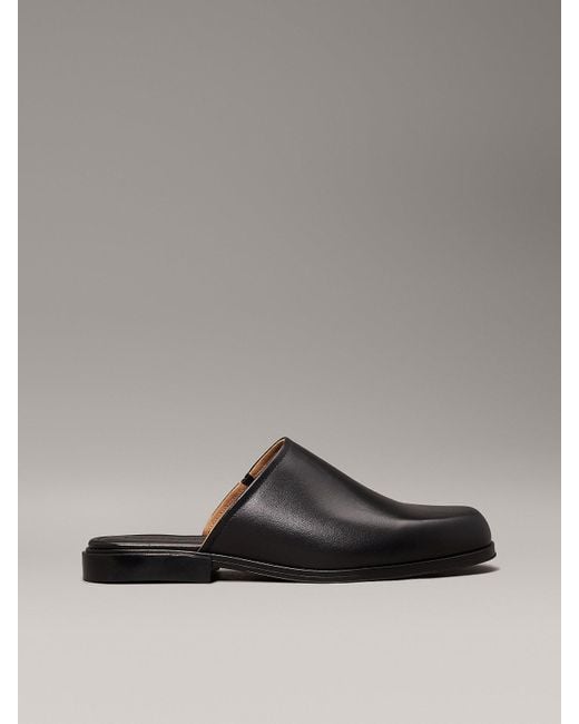 Calvin Klein Gray Leather Mules for men