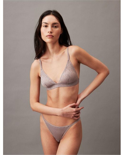 Calvin Klein Sheer Marquisette Lace Unlined Triangle Bralette in