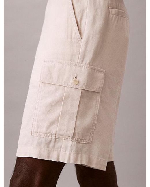 Calvin Klein Multicolor Jeans Linen Cotton Cargo Shorts for men