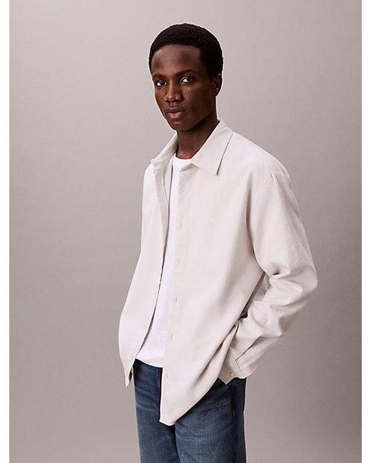 Camisa holgada con botones de franela jaspeada Calvin Klein de hombre de color Pink