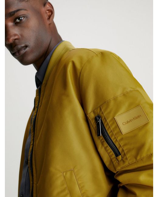 Calvin Klein Green Sateen Bomber Jacket for men