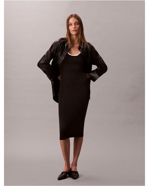calvin klein black sleeveless dress Calvin Klein Women's Sleeveless Round Neck Tie Waist Midi Fit and Flare Dress