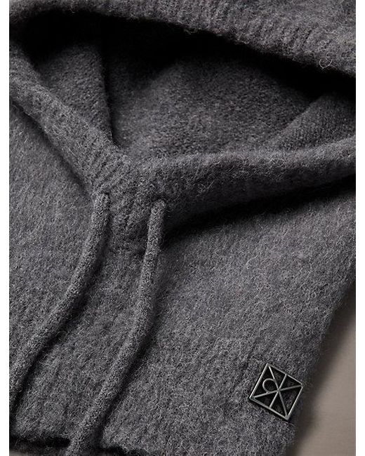 Calvin Klein Gray Wool Blend Emblem Logo Balaclava Hood for men