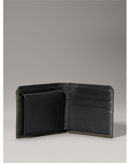 Calvin Klein Gray Saffiano Leather Card Case Bifold Wallet for men