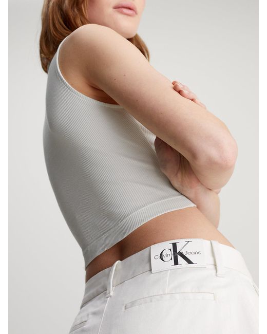 Pantalon straight en sergé de coton Calvin Klein en coloris White