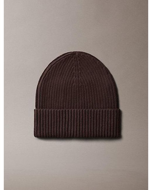Calvin Klein Brown Cotton Cashmere Blend Beanie for men