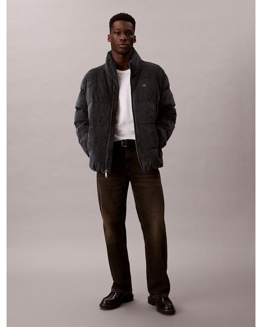 Calvin Klein Gray Corduroy Puffer Jacket for men