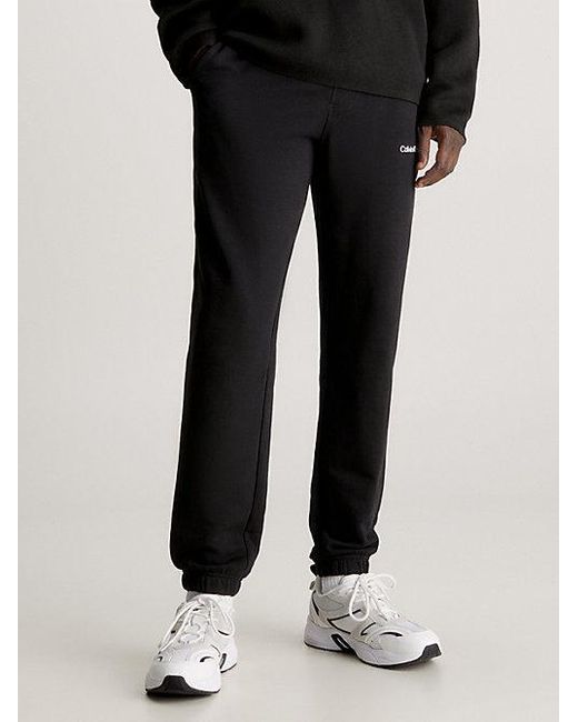 Pantalón de chándal de felpa de algodón Calvin Klein de hombre de color Black