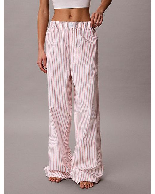 Calvin Klein Pyjamabroek Van Poplinkatoen in het Pink