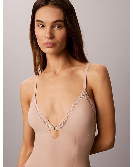 Calvin Klein Natural Shapewear Bodysuit Sensual Stretch Lace