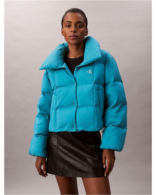 Calvin Klein Blue Jeans Short Down Puffer Jacket