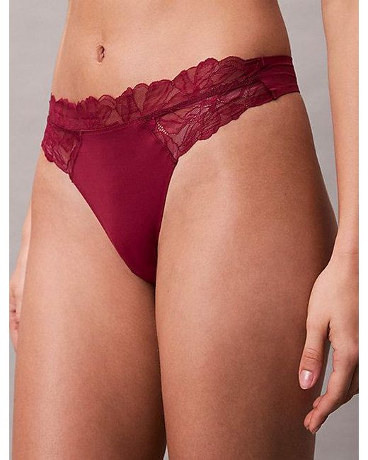 Calvin Klein Red Thong Perfectly Fit Lace