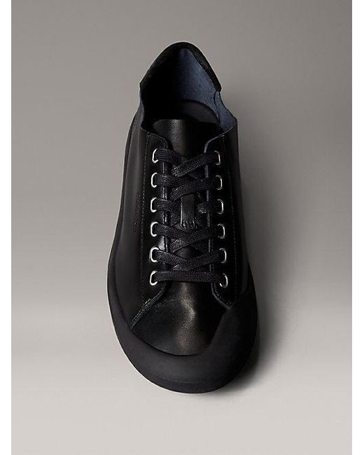 Calvin Klein Gray Smooth Leather Hybrid Trainers for men