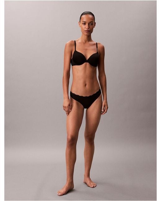 Calvin Klein Black Low Rise Thong Micro Stretch With Lace