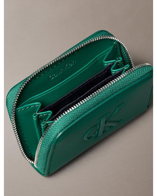 Calvin Klein Green Monogram Zip Wallet