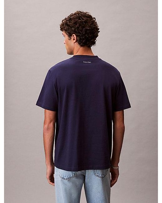 Calvin Klein Blue Jeans Embroidered Logo T-Shirt for men