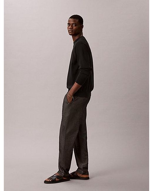 Calvin Klein Black Jeans Cotton Chambray Drawstring Trousers for men
