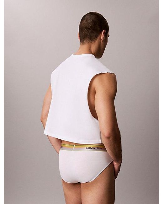 Calvin Klein White Hip Briefs Icon Cotton Stretch Pride for men