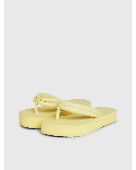Calvin Klein Yellow Platform Flip Flops