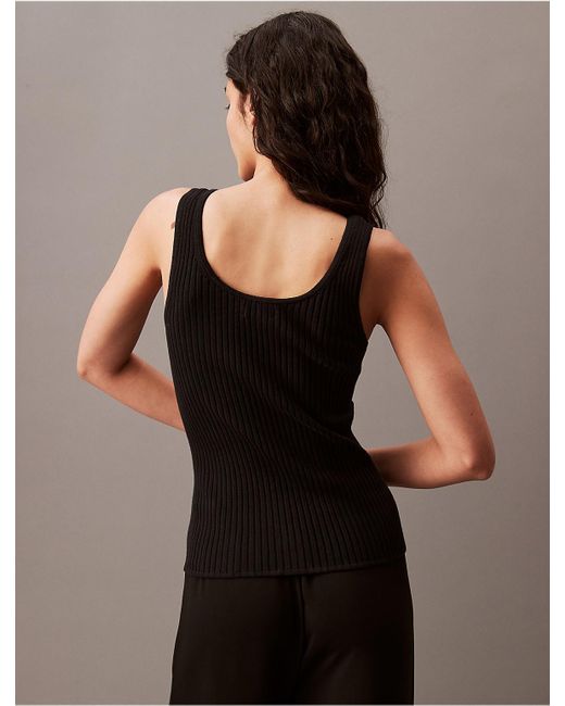 Calvin Klein Black Calvin Klein Smooth Cotton Rib Sweater Tank Top