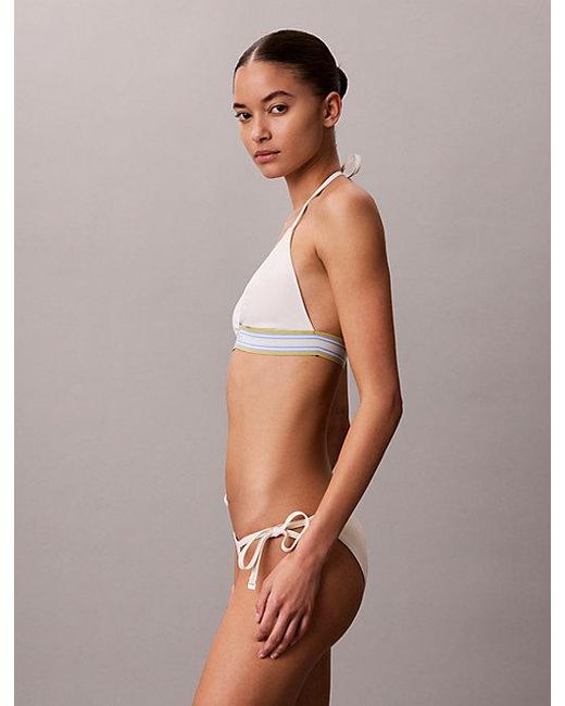 Calvin Klein Natural Halter Triangle Bikini Top Ck Icon