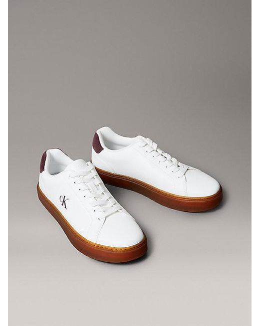 Calvin Klein Metallic Leather Signature Logo Trainers for men