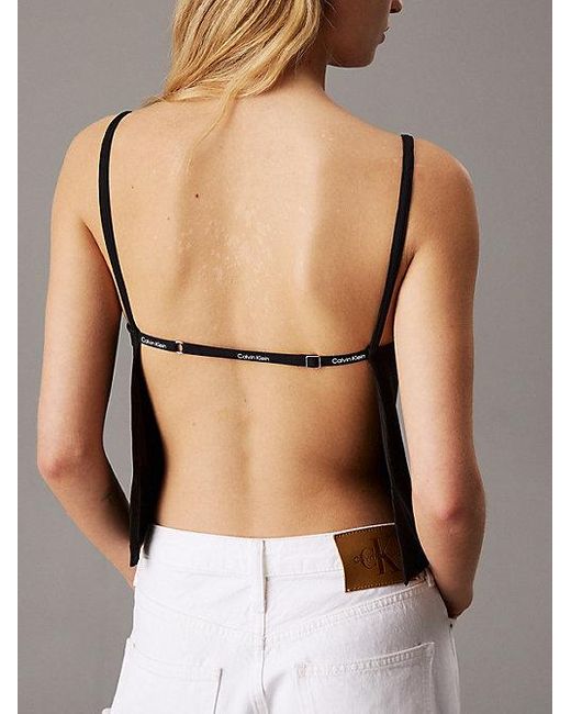 Calvin Klein Top Met Open Rug Met Logoband in het Black