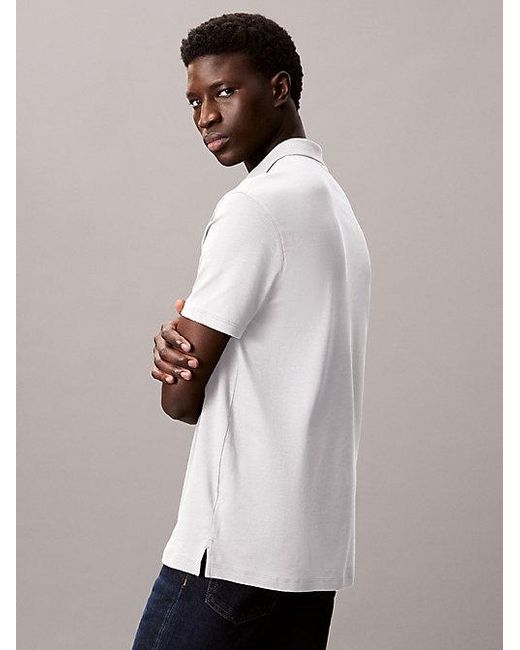 Calvin Klein White Pima Cotton Polo Shirt for men