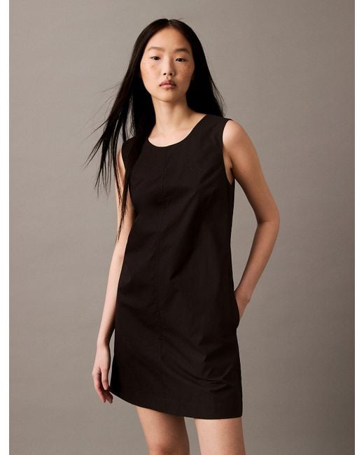 princess polly baby blue dress Calvin Klein Sleeveless Cotton Poplin Mini Dress in Black
