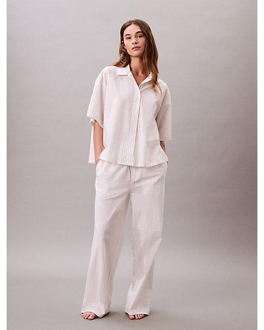 Calvin Klein Pyjamatop Van Poplinkatoen in het Pink