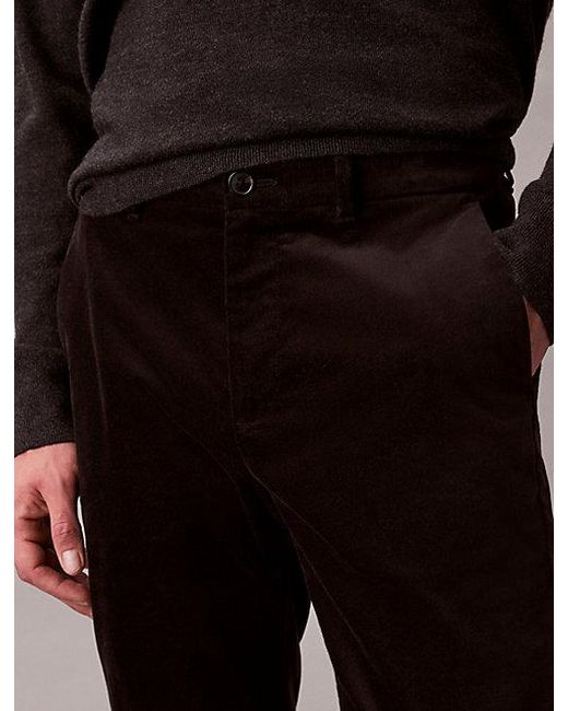 Calvin Klein Black Slim Moleskin Trousers for men