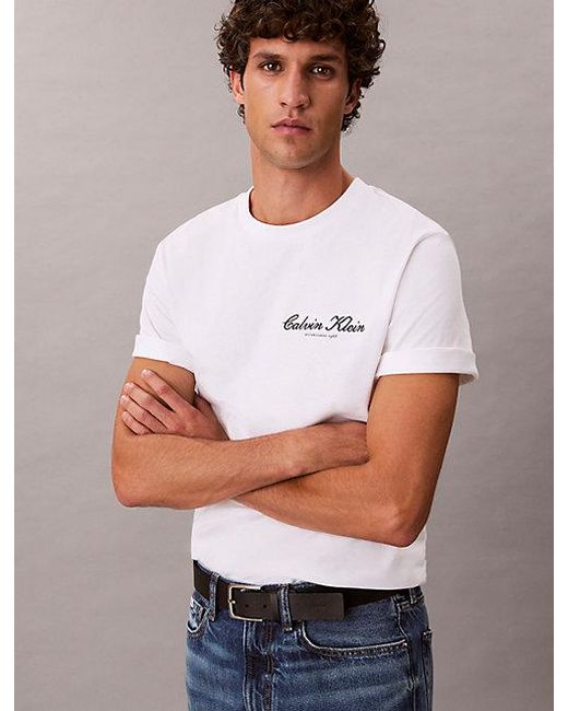 Calvin Klein Blue Jeans Embroidered Logo T-Shirt for men