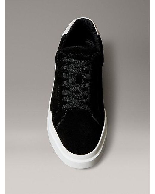 Calvin Klein Gray Jeans Suede Durable Traction Chunky Trainers for men