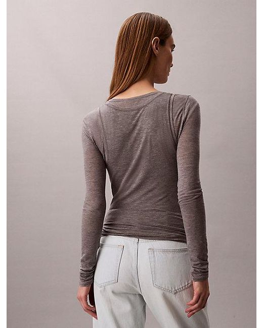 Calvin Klein Brown Jeans Wool Blend Double Layer Top