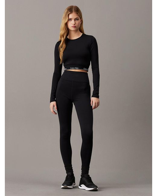 Calvin Klein Logo Gym Leggings in Black Lyst UK