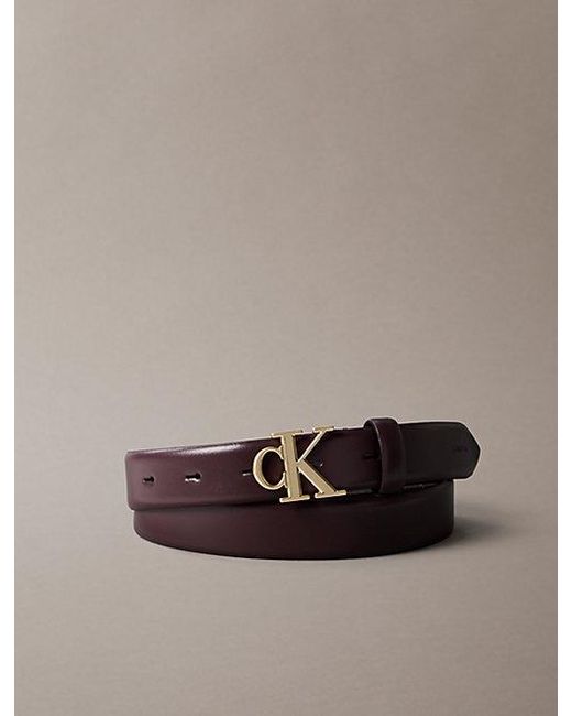 Calvin Klein Brown Full Grain Leather Logo Belt