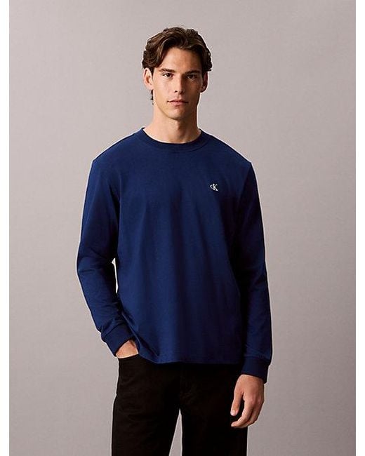 Calvin Klein Blue Jeans Relaxed Monogram T-Shirt for men